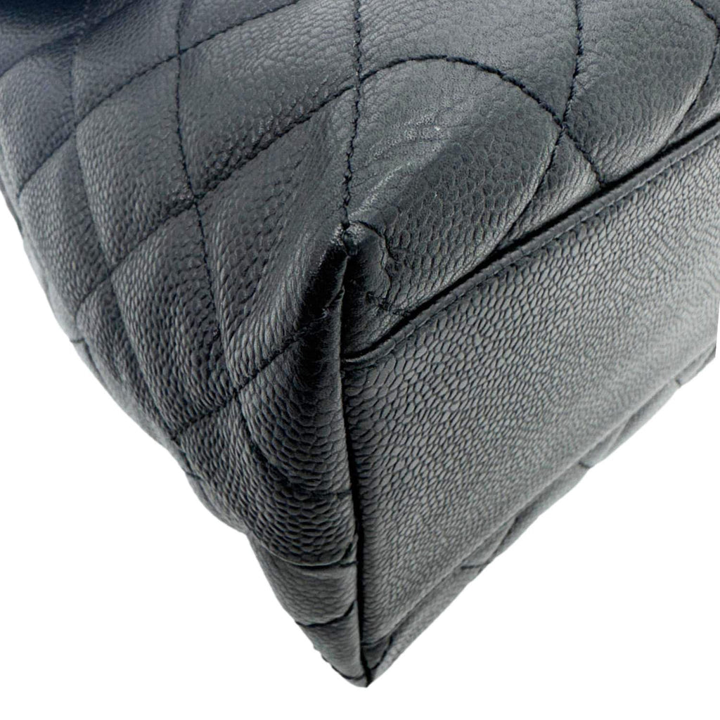 CHANEL Kelly Flap Small Quilted Caviar Leather Tote Bag Black