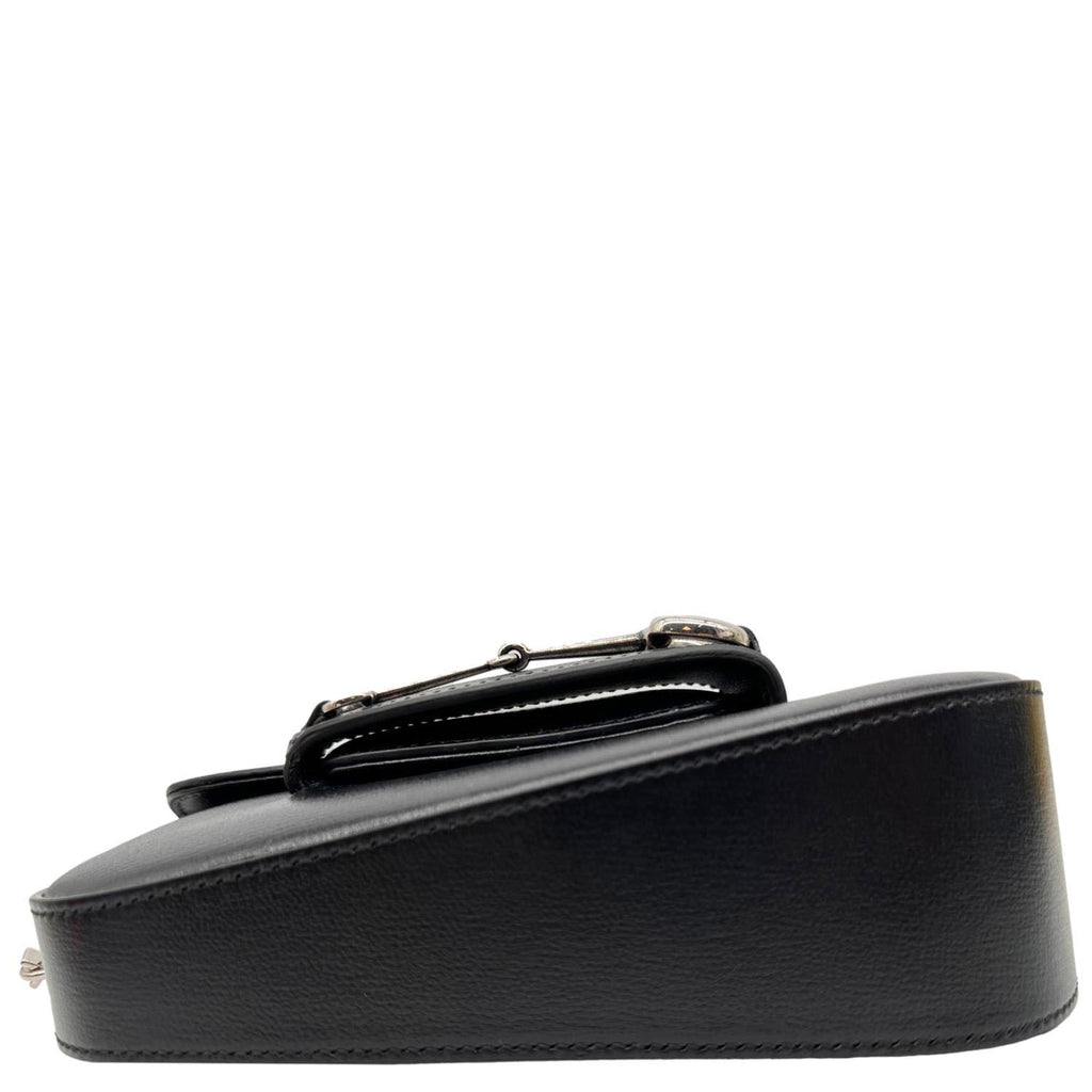 GUCCI Horsebit 1955 Asymmetric Mini Leather Shoulder Bag Black 774209
