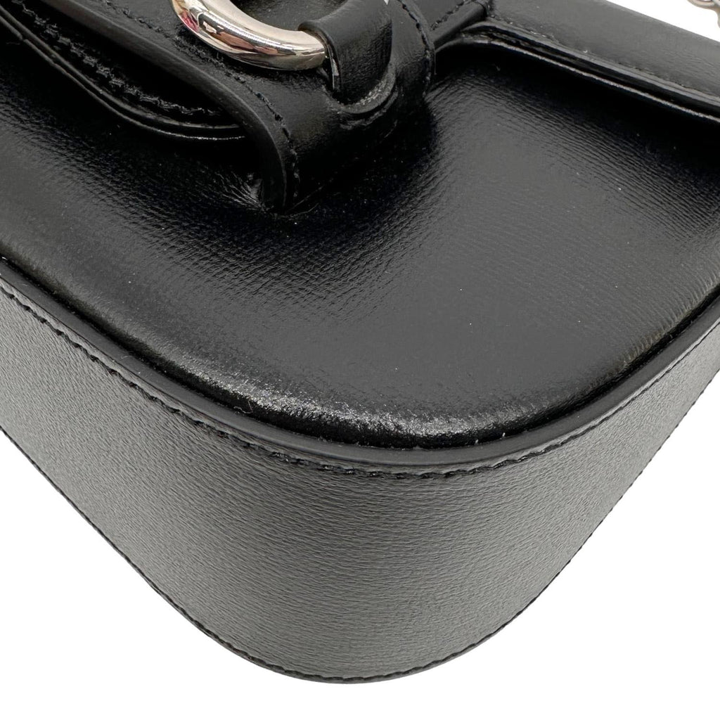 GUCCI Horsebit 1955 Asymmetric Mini Leather Shoulder Bag Black 774209