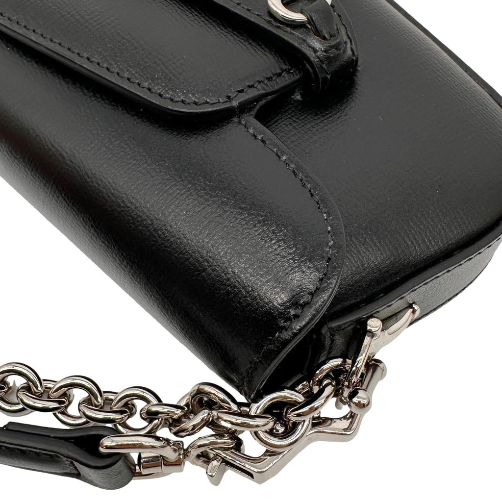 GUCCI Horsebit 1955 Asymmetric Mini Leather Shoulder Bag Black 774209