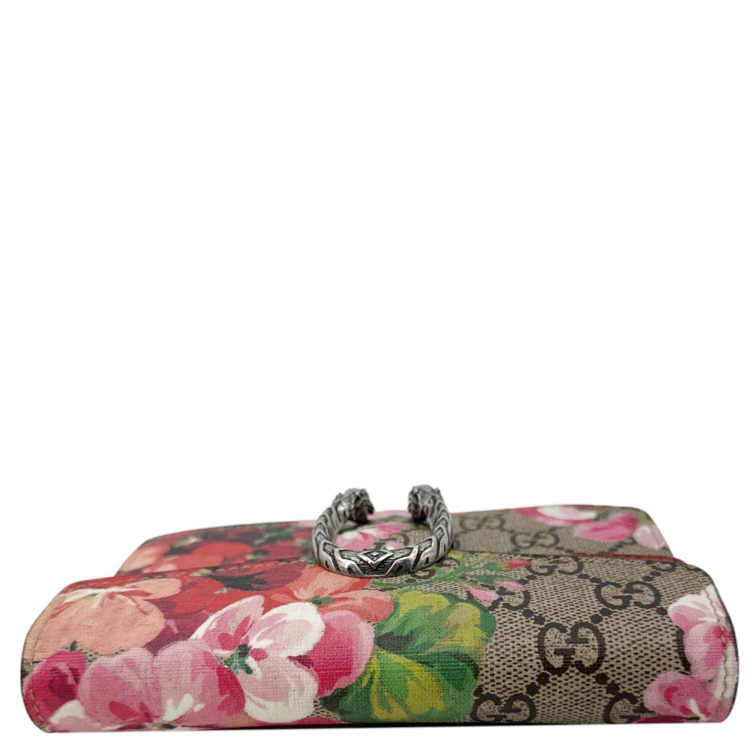 GUCCI Dionysus Super Mini Blooms GG Supreme Canvas Crossbody Bag Beige 476432