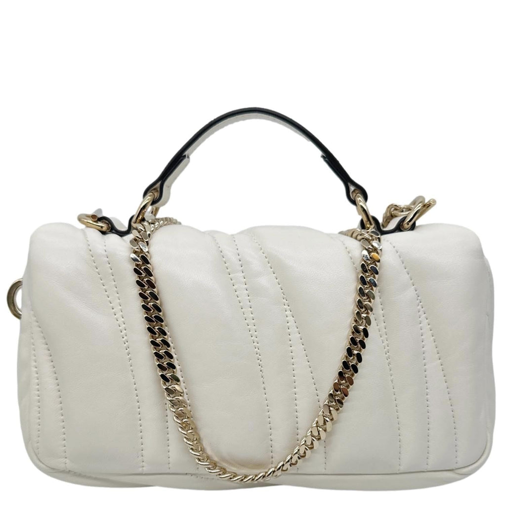 GUCCI GG Milano Mini Leather Top Handle Shoulder Bag Off White 806017