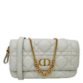 CHRISTIAN DIOR Caro Supple Cannage Calfskin Leather Chain Shoulder Bag Ivory
