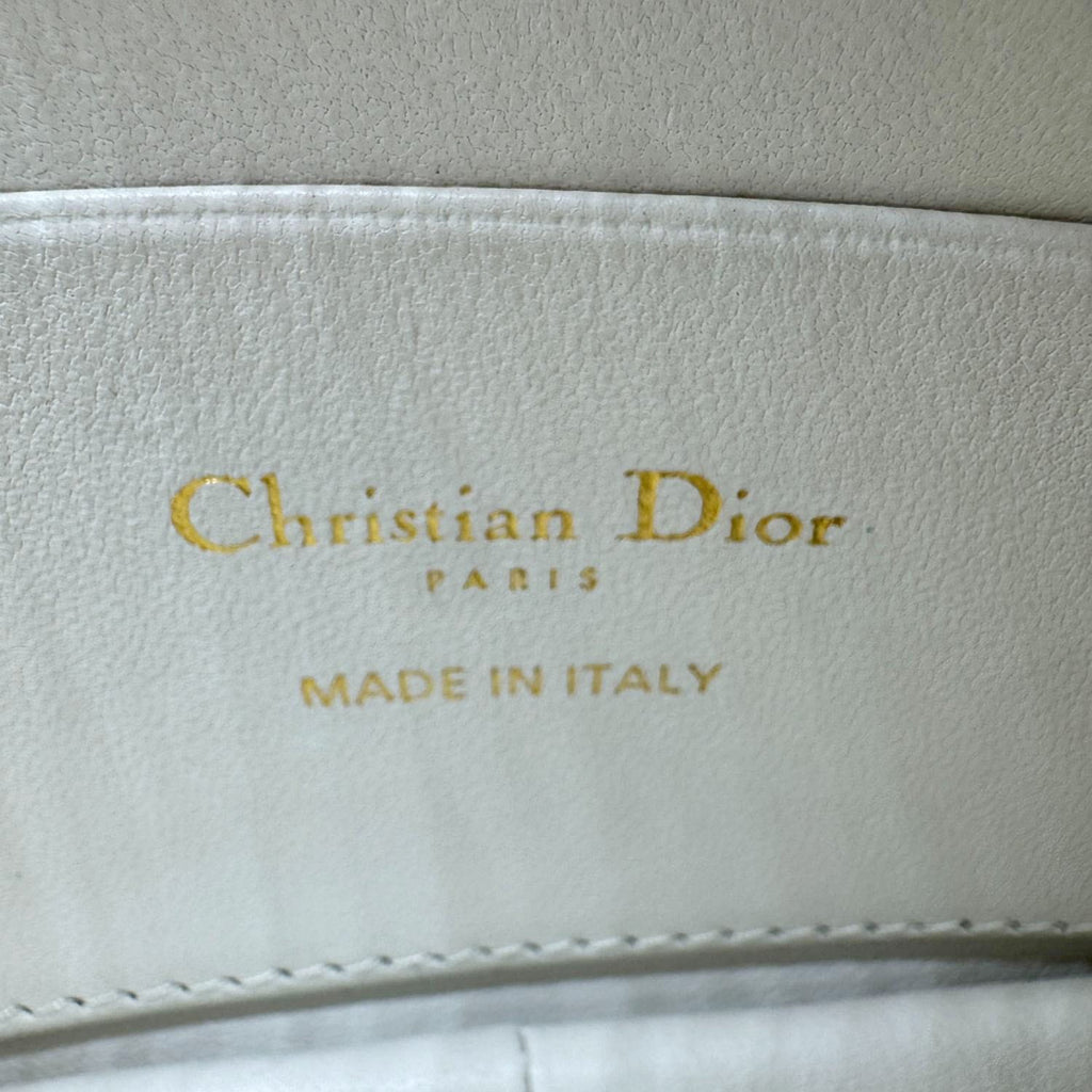 CHRISTIAN DIOR Caro Supple Cannage Calfskin Leather Chain Shoulder Bag Ivory