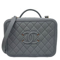CHANEL Vanity Case Filigree CC Large Caviar Quilted Shoulder Bag Grey
