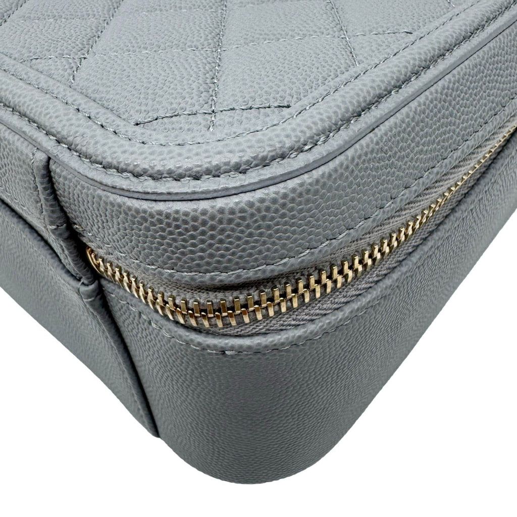 CHANEL Vanity Case Filigree CC Large Caviar Quilted Shoulder Bag Grey