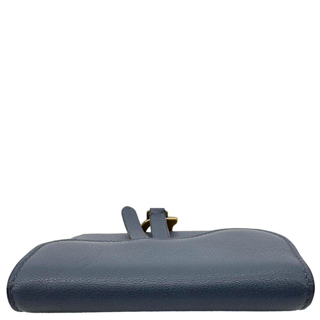 CHRISTIAN DIOR Saddle Pouch With Chain Leather Crossbody Bag Blue