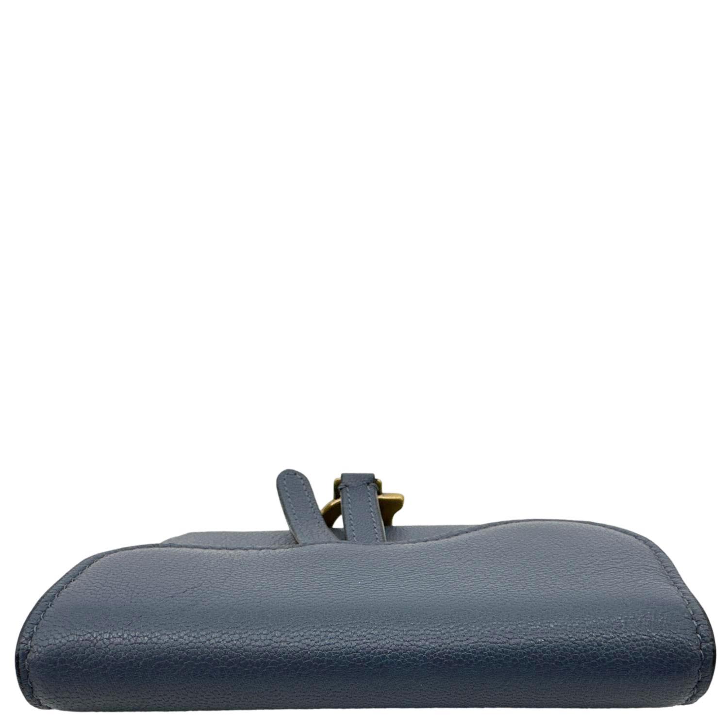 CHRISTIAN DIOR Saddle Pouch With Chain Leather Crossbody Bag Blue