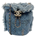 CHANEL Mood Mini Quilted Denim Bucket Bag Blue