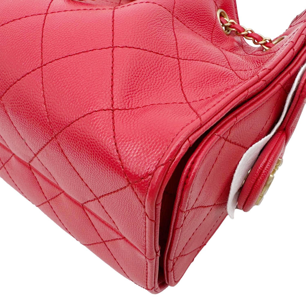 CHANEL 25 Mini Quilted Caviar Leather Hobo Bag Red