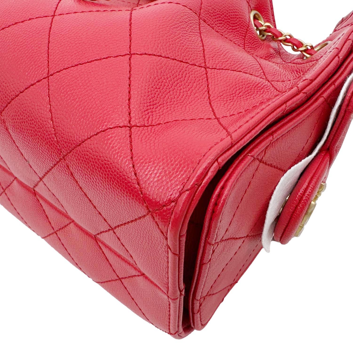 CHANEL 25 Mini Quilted Caviar Leather Hobo Bag Red