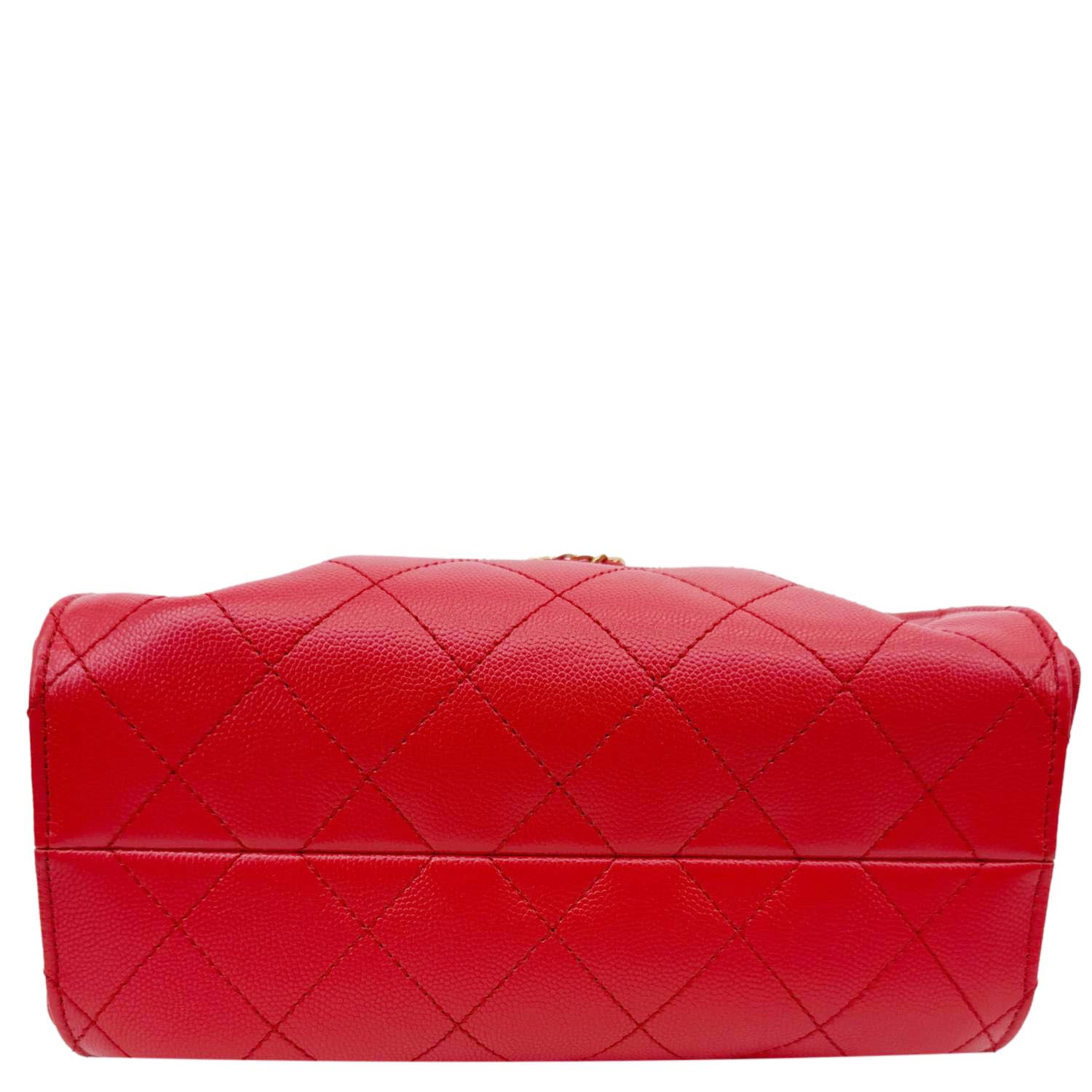 CHANEL 25 Mini Quilted Caviar Leather Hobo Bag Red