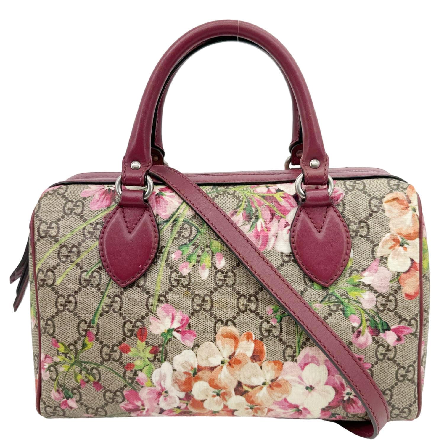 GUCCI GG Supreme Blooms Top Handle Boston Bag Beige 409529