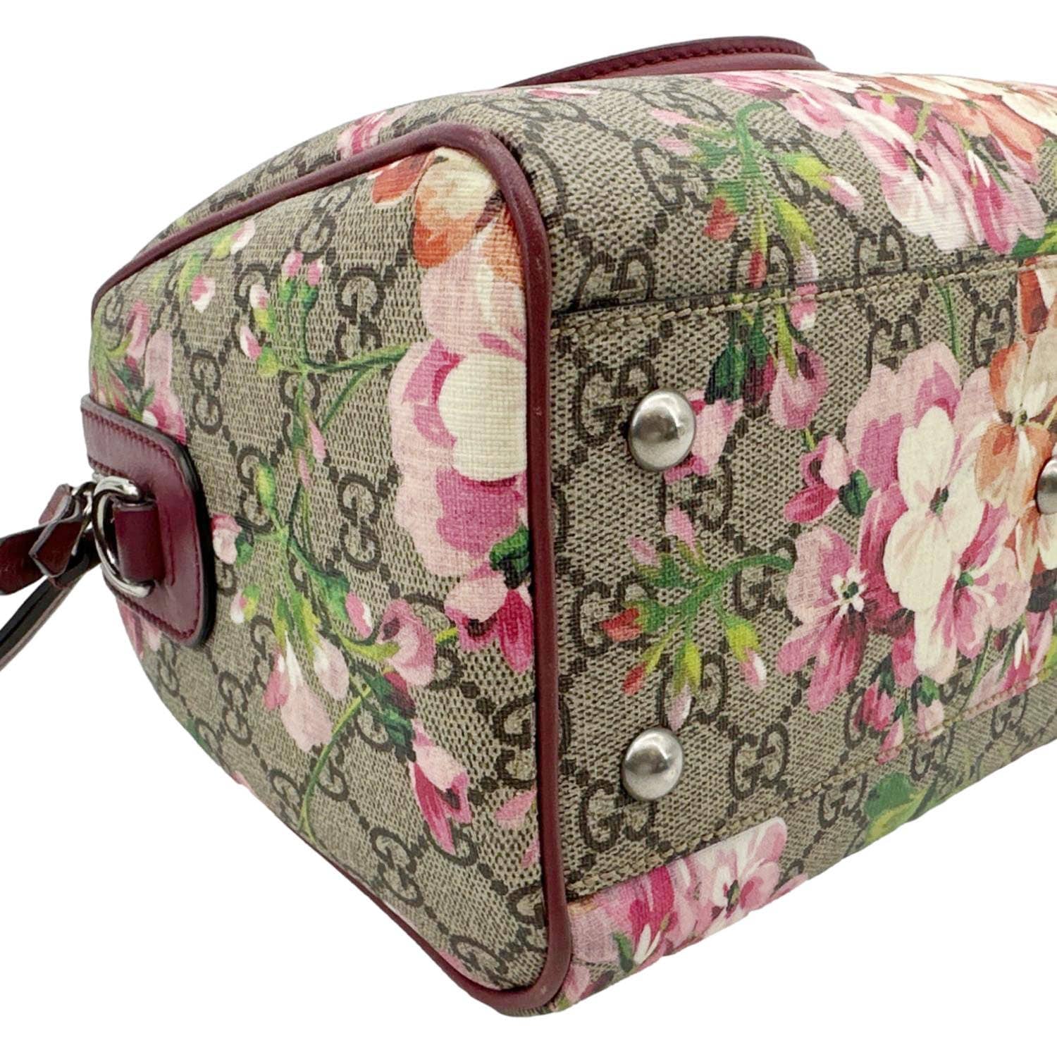 GUCCI GG Supreme Blooms Top Handle Boston Bag Beige 409529