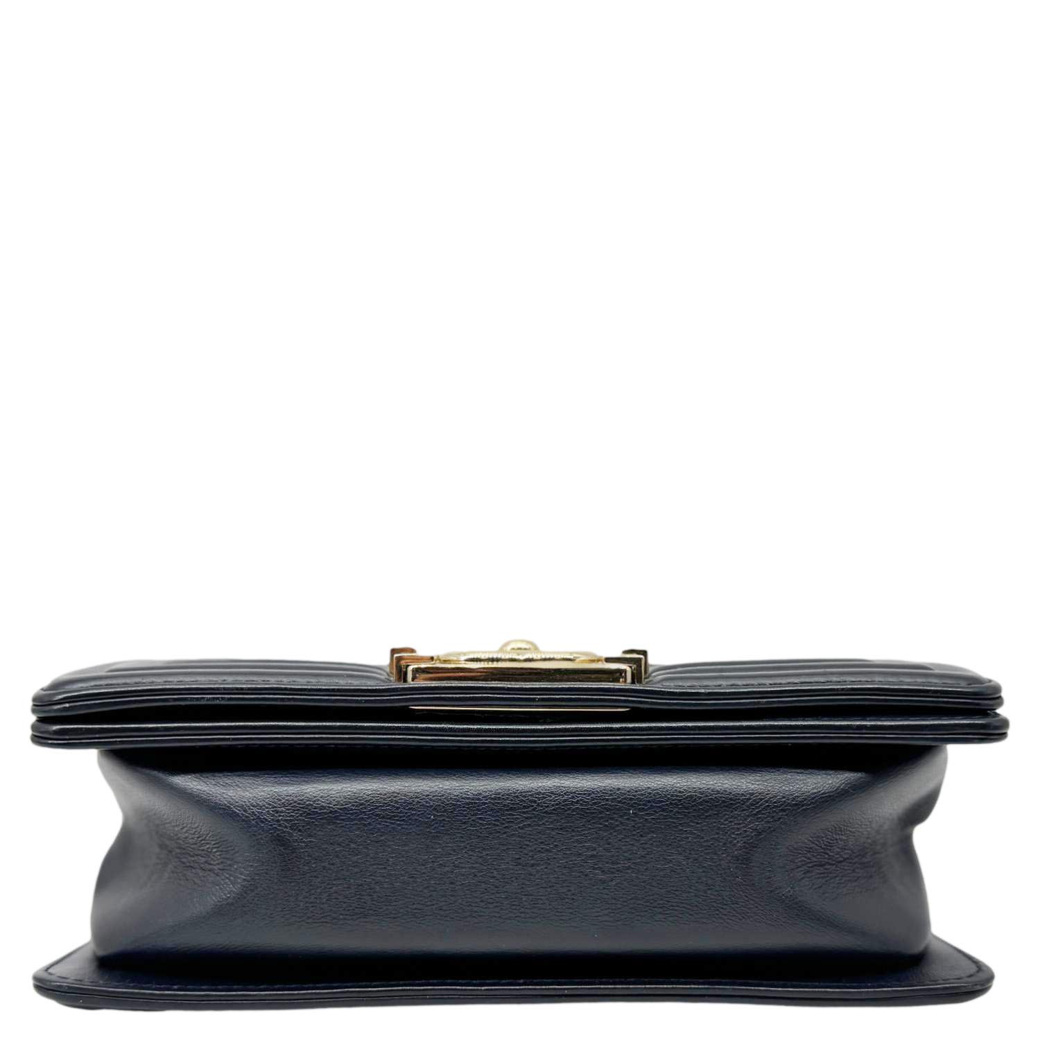 CHANEL Boy Small Braided Leather Shoulder Bag Navy Blue