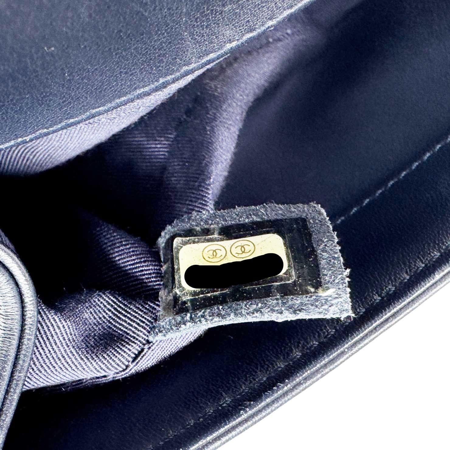 CHANEL Boy Small Braided Leather Shoulder Bag Navy Blue