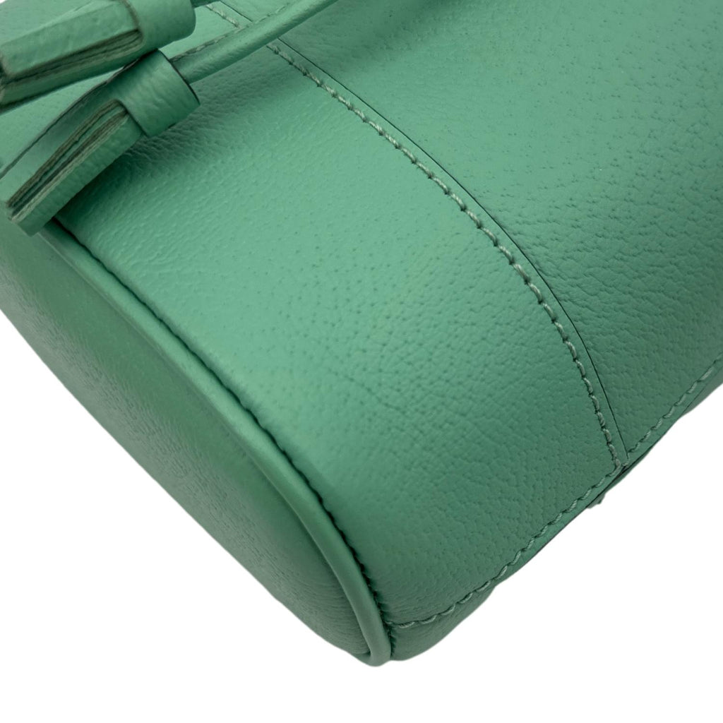 GUCCI Ophidia Mini Leather Bucket Bag Green 550620