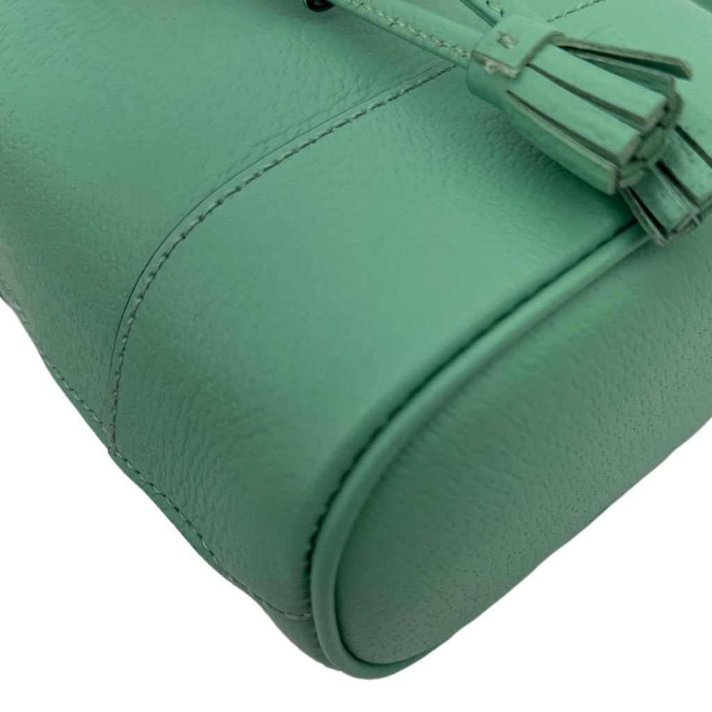 GUCCI Ophidia Mini Leather Bucket Bag Green 550620