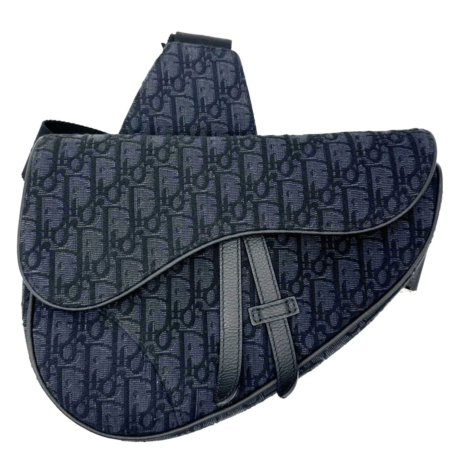 CHRISTIAN DIOR Saddle Oblique Jacquard Crossbody Bag Black