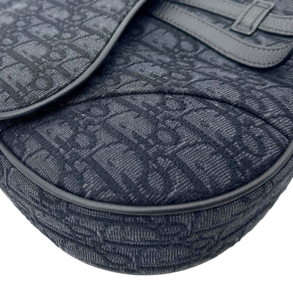 CHRISTIAN DIOR Saddle Oblique Jacquard Crossbody Bag Black