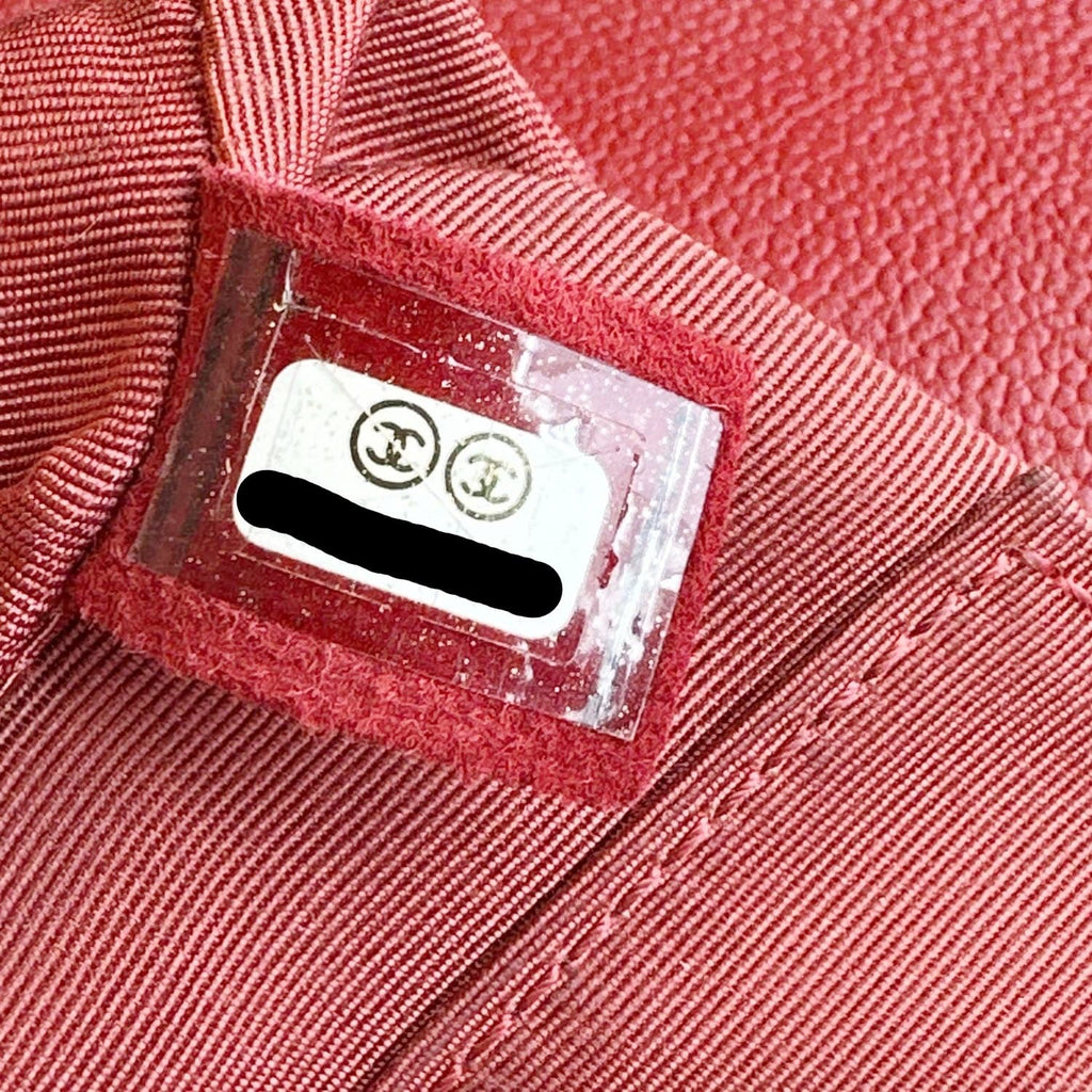 CHANEL Boy Flap New Medium Quilted Caviar Leather Chain Shoulder Bag Red