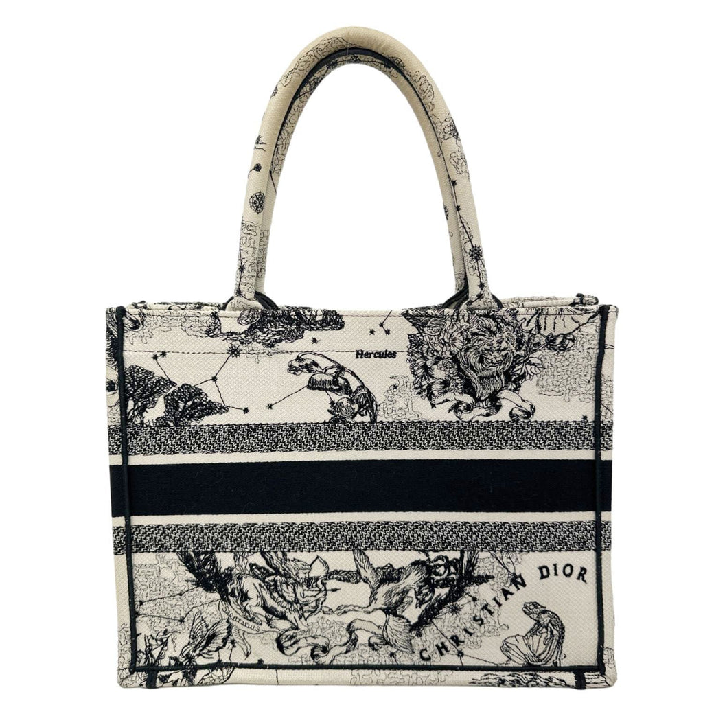 CHRISTIAN DIOR Book Medium Embroidered Canvas Tote Bag White