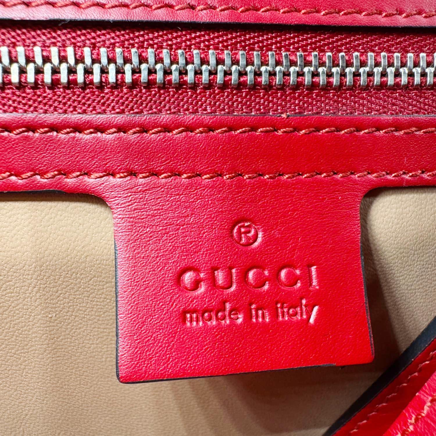 GUCCI Lilith Bamboo Leather Top Handle Shoulder Bag Red 453751
