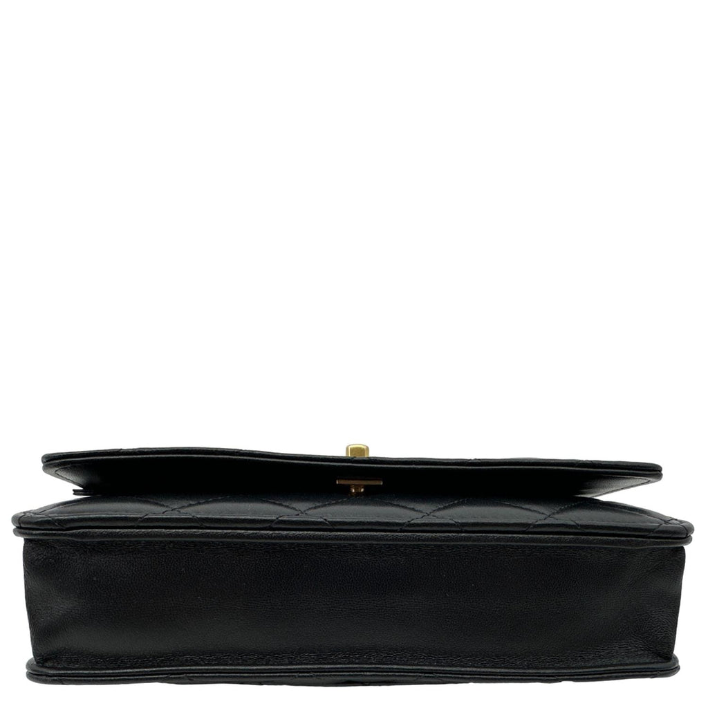 CHANEL Pearl Crown Quilted Lambskin Leather Wallet On Chain Black