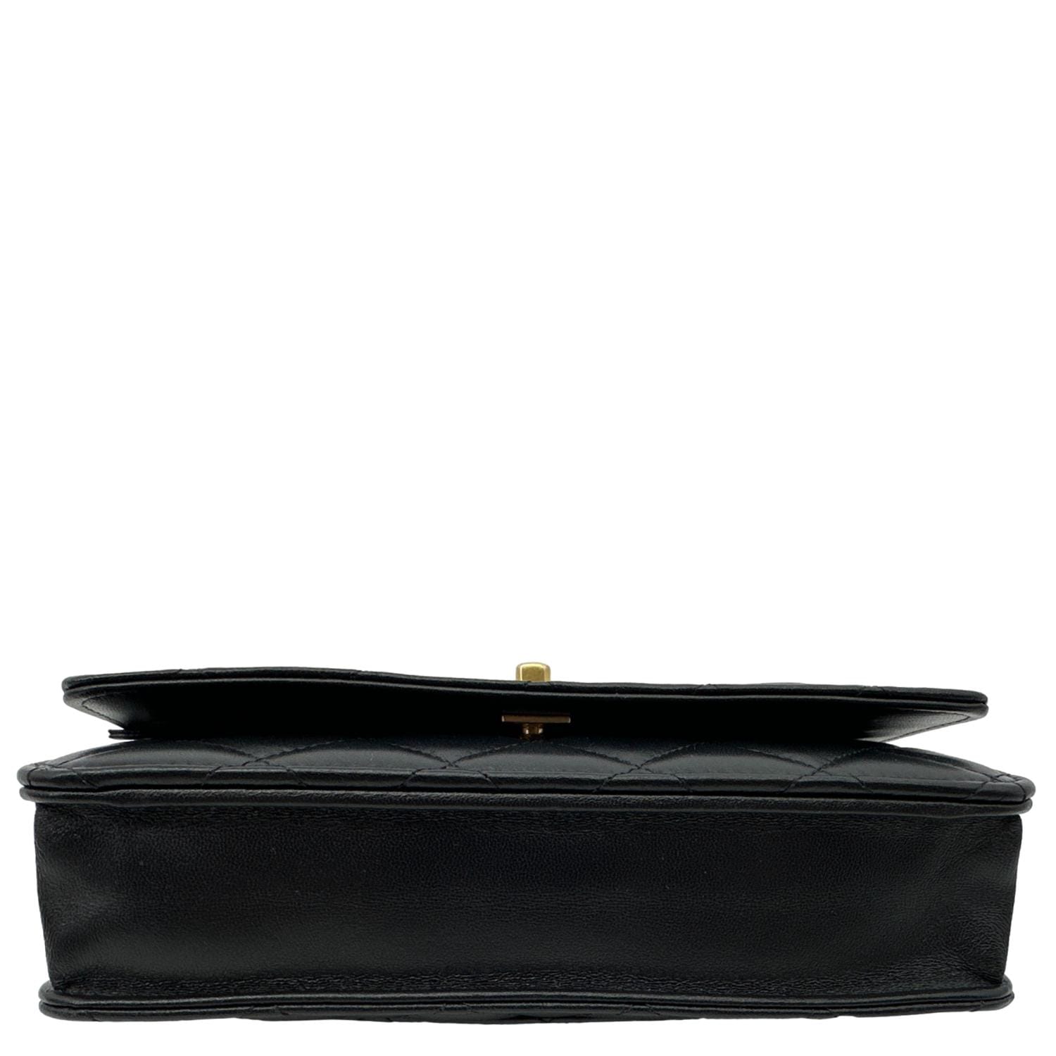 CHANEL Pearl Crown Quilted Lambskin Leather Wallet On Chain Black