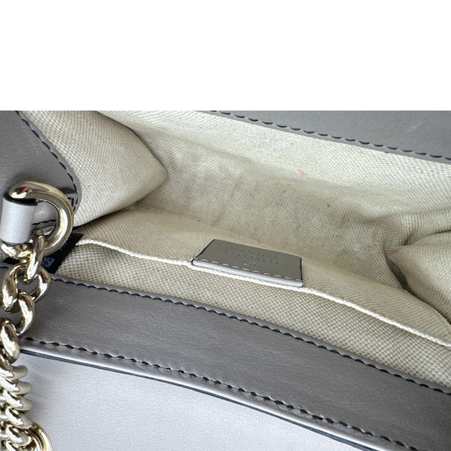 GUCCI Emily Mini Guccissima Leather Chain Shoulder Bag Grey 369622