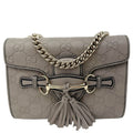 GUCCI Emily Mini Guccissima Leather Chain Shoulder Bag Grey 369622