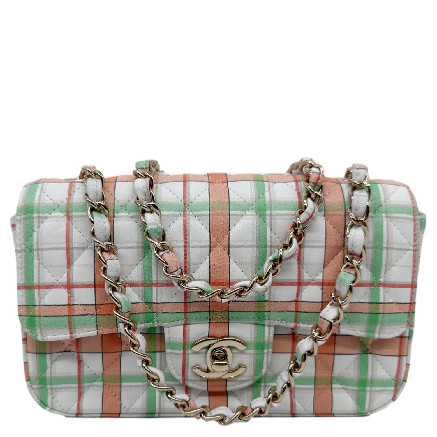 CHANEL Classic Rectangular Flap Mini Leather Crossbody Bag White