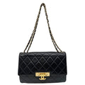 CHANEL Golden Class Flap Quilted Lambskin Leather Shoulder Bag Black