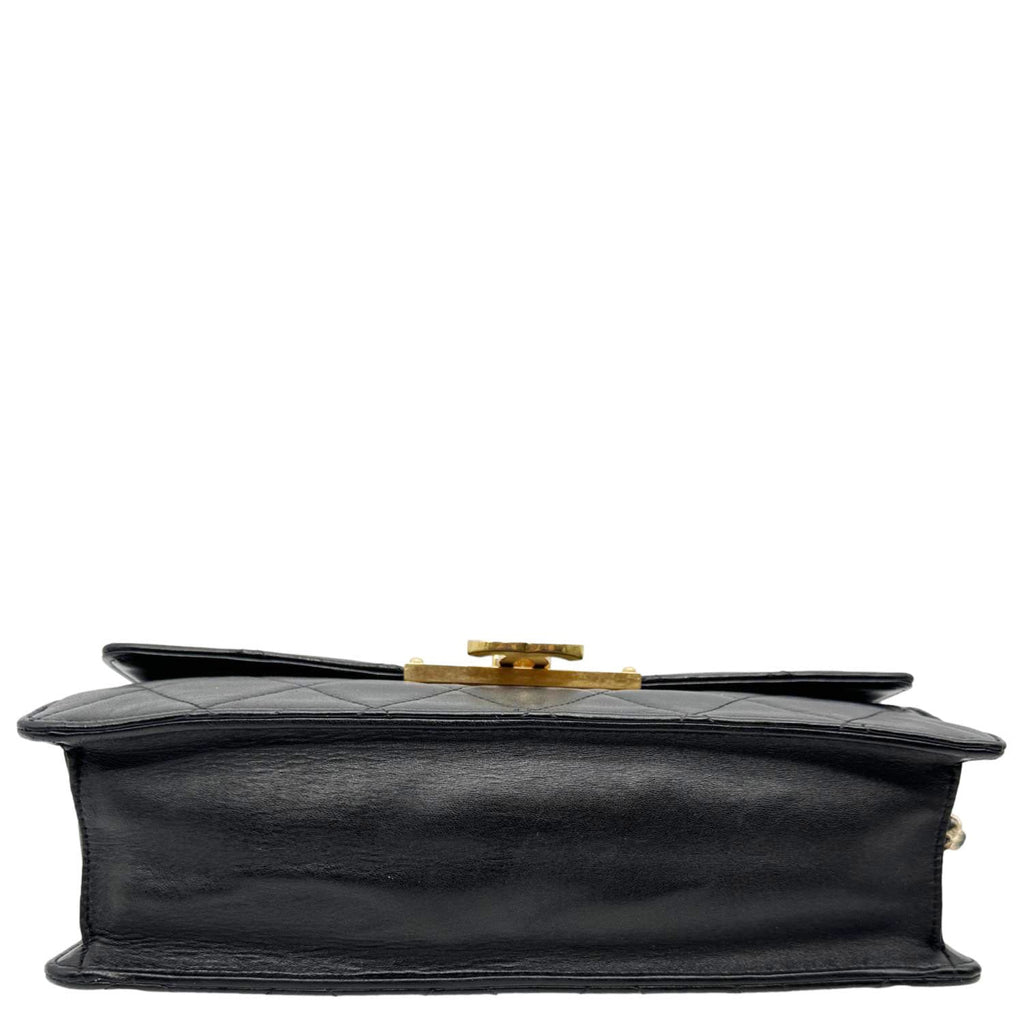 CHANEL Golden Class Flap Quilted Lambskin Leather Shoulder Bag Black