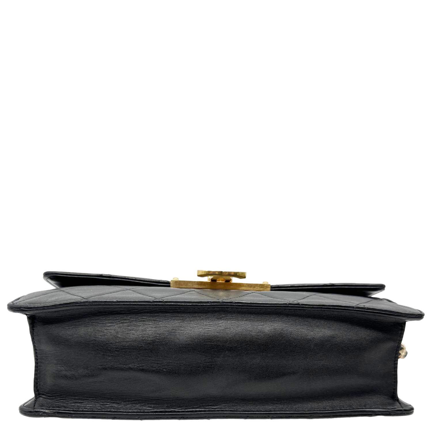 CHANEL Golden Class Flap Quilted Lambskin Leather Shoulder Bag Black