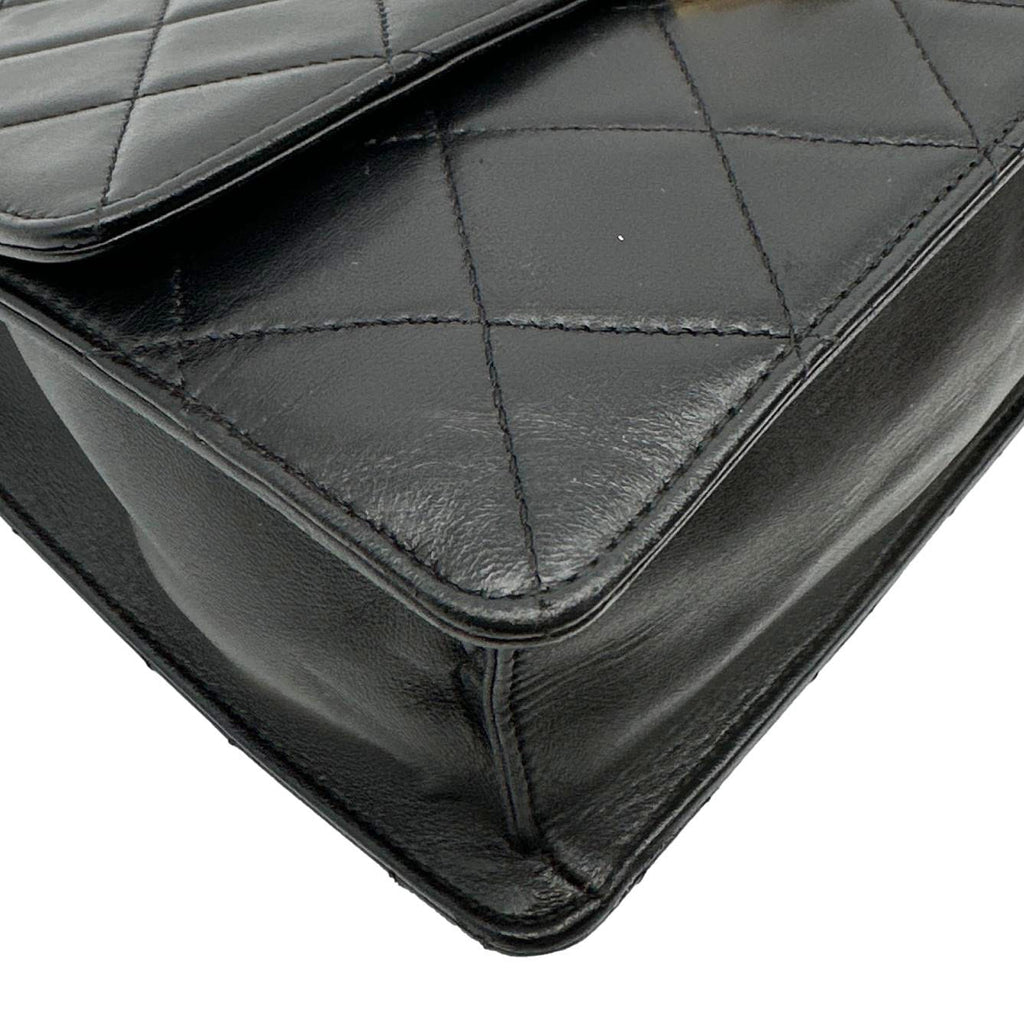 CHANEL Golden Class Flap Quilted Lambskin Leather Shoulder Bag Black