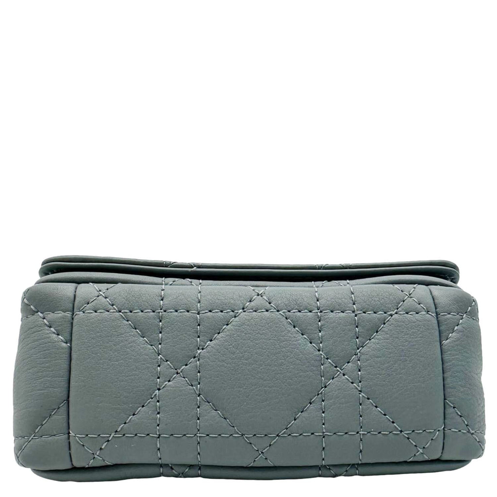 CHRISTIAN DIOR Micro Caro Supple Cannage Bag Chain Wallet Light Blue