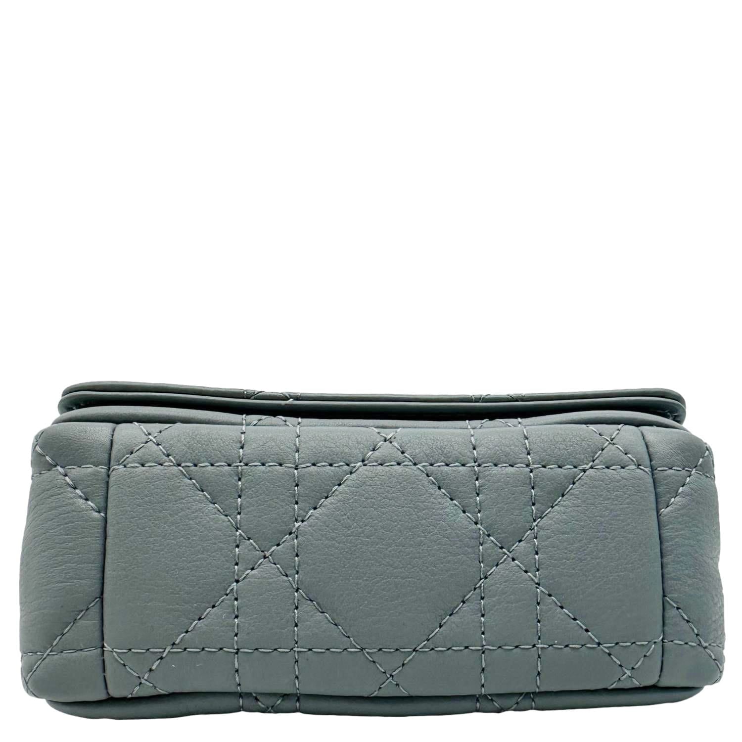 CHRISTIAN DIOR Micro Caro Supple Cannage Bag Chain Wallet Light Blue
