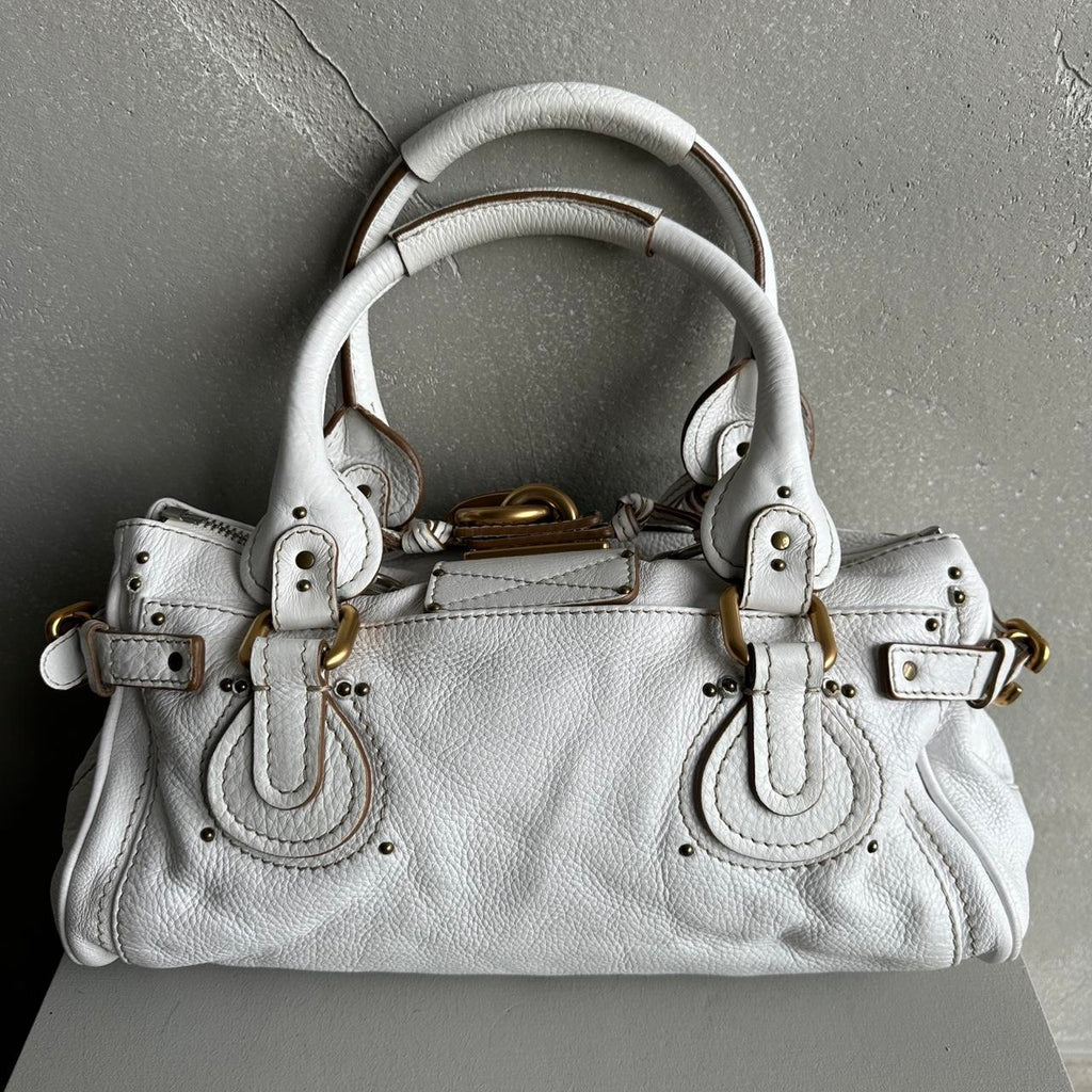 🔥 Authentic Iconic CHLOE Paddington Bag in white leather Pre-owned 🔥