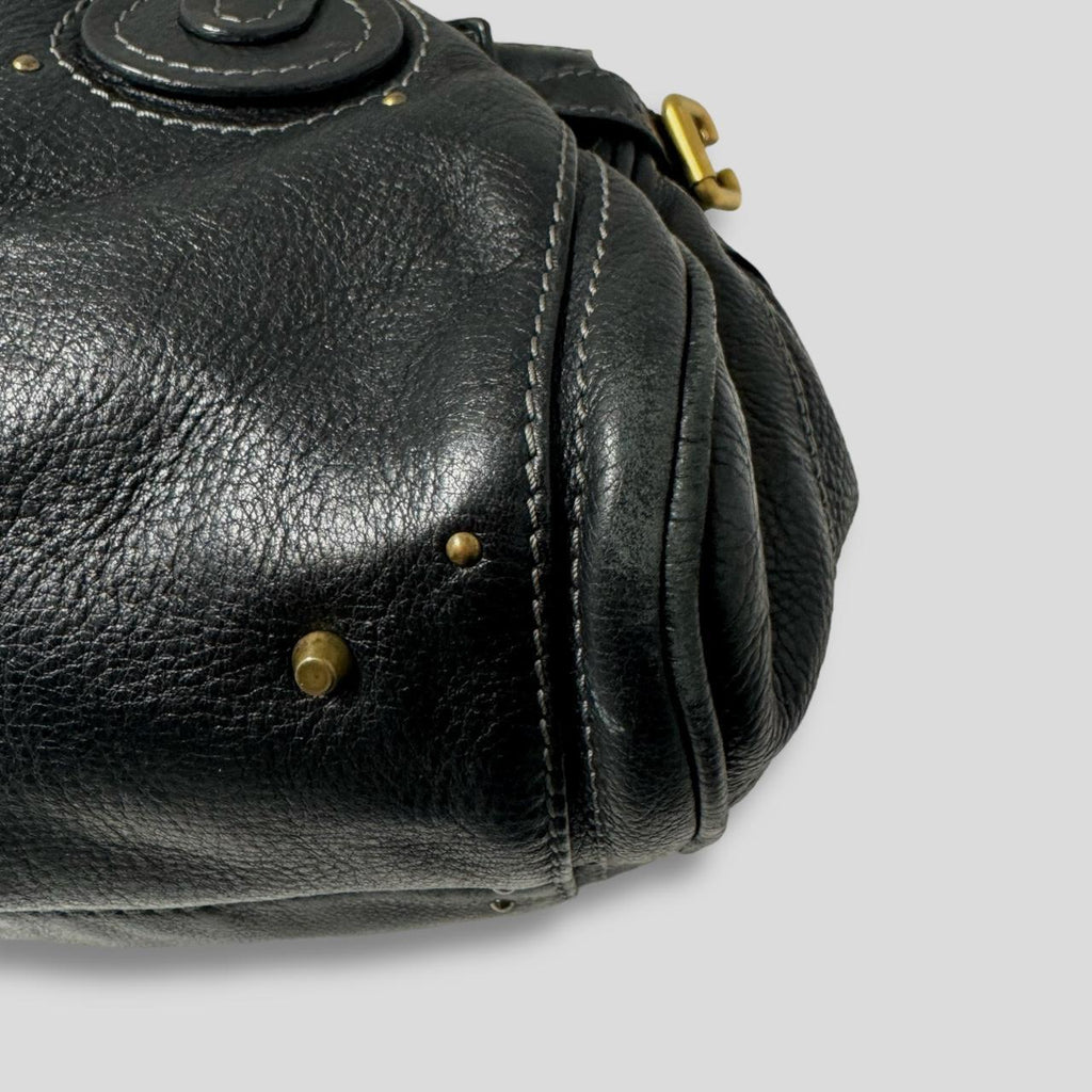 🔥 Authentic CHLOE Paddington Bag  Black Leather With Gold Lock Hardware Pre-owned 🔥