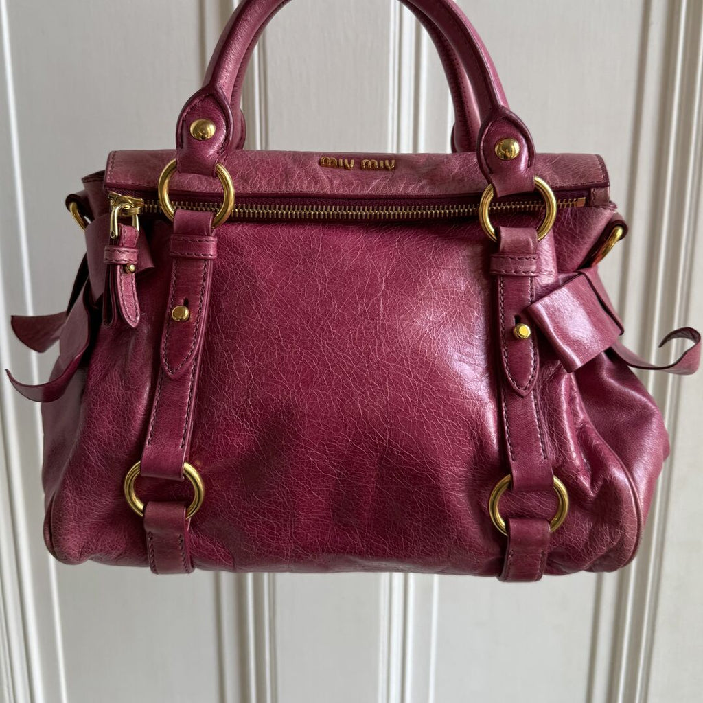 🔥 Authentic Miu Miu Mini Vitello Lux Pink Leather Handbag Pre-owned 🔥