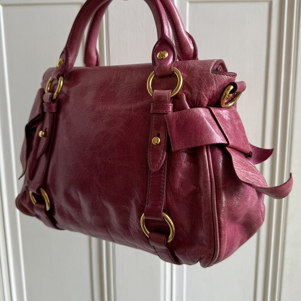 🔥 Authentic Miu Miu Mini Vitello Lux Pink Leather Handbag Pre-owned 🔥