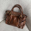 🔥 Authentic Miu Miu Mini Vitello Lux Brown Leather Handbag Pre-owned 🔥