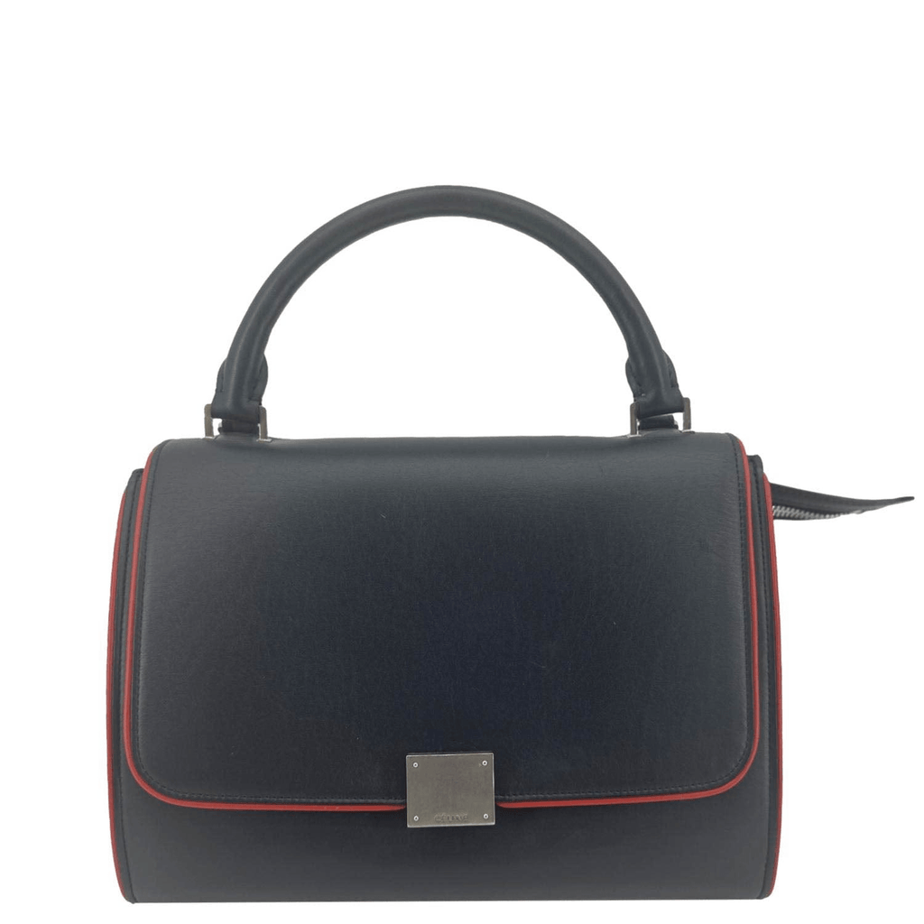 CELINE Trapeze Small 2way Leather Tote Shoulder Bag Blue
