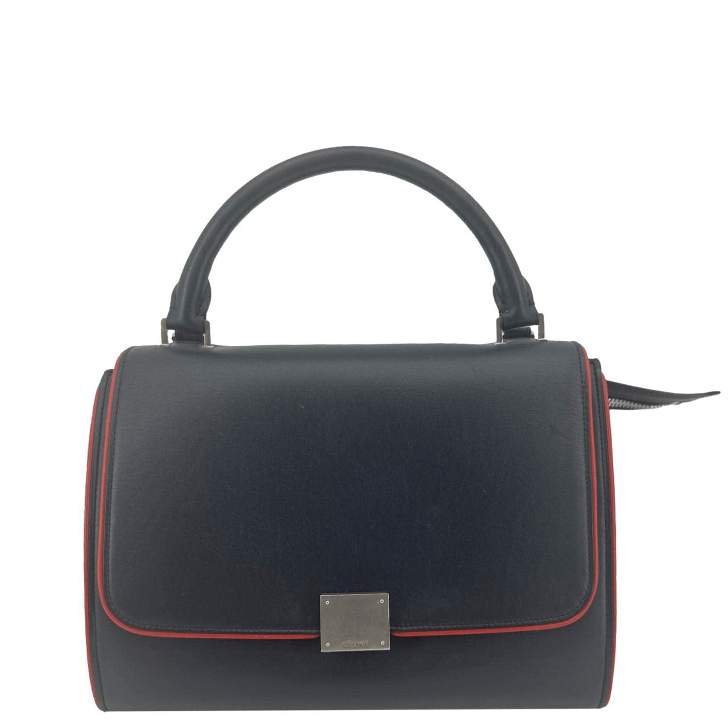 CELINE Trapeze Small 2way Leather Tote Shoulder Bag Blue