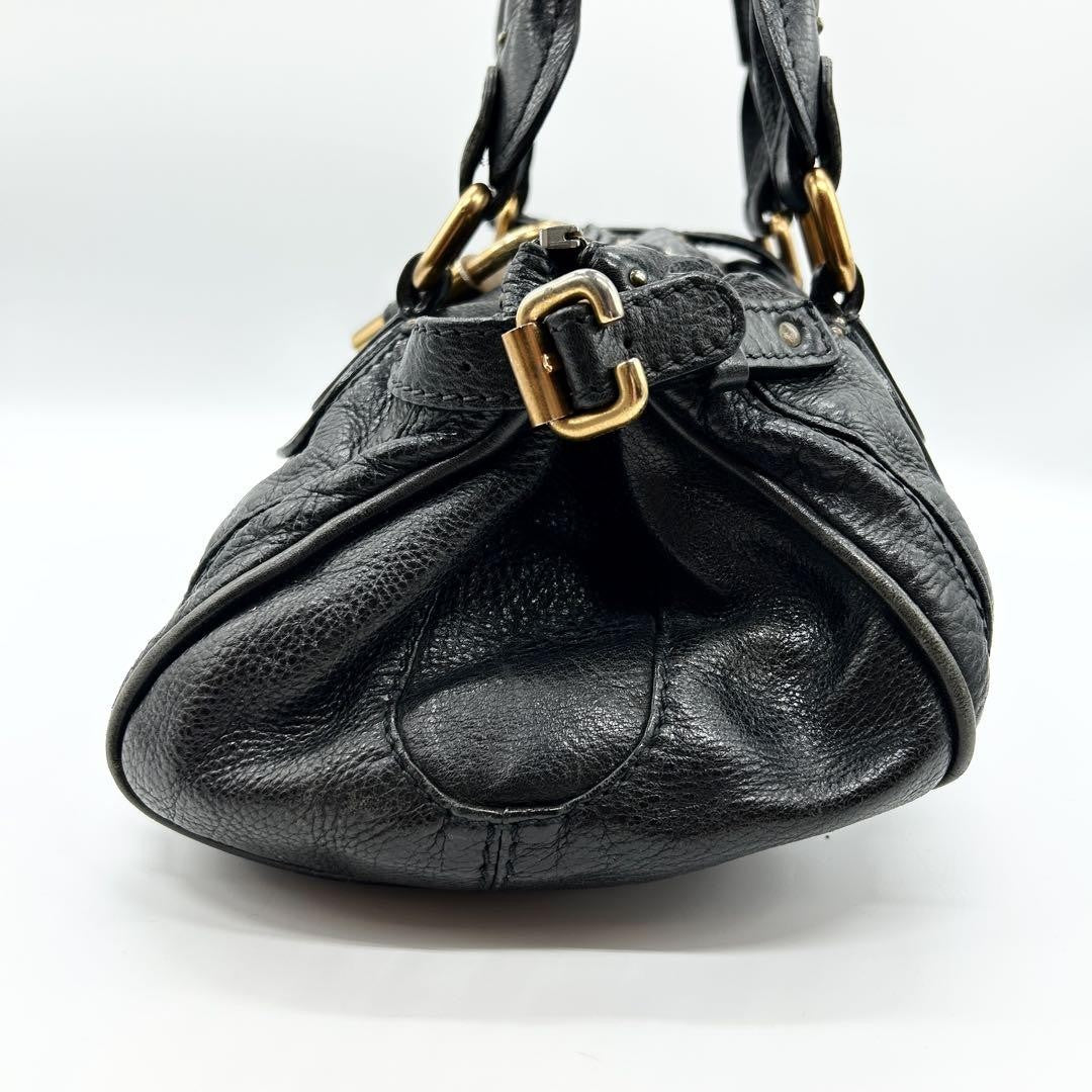 Rare Chloe Paddington Hand Bag Leather Black Padlock Key Used