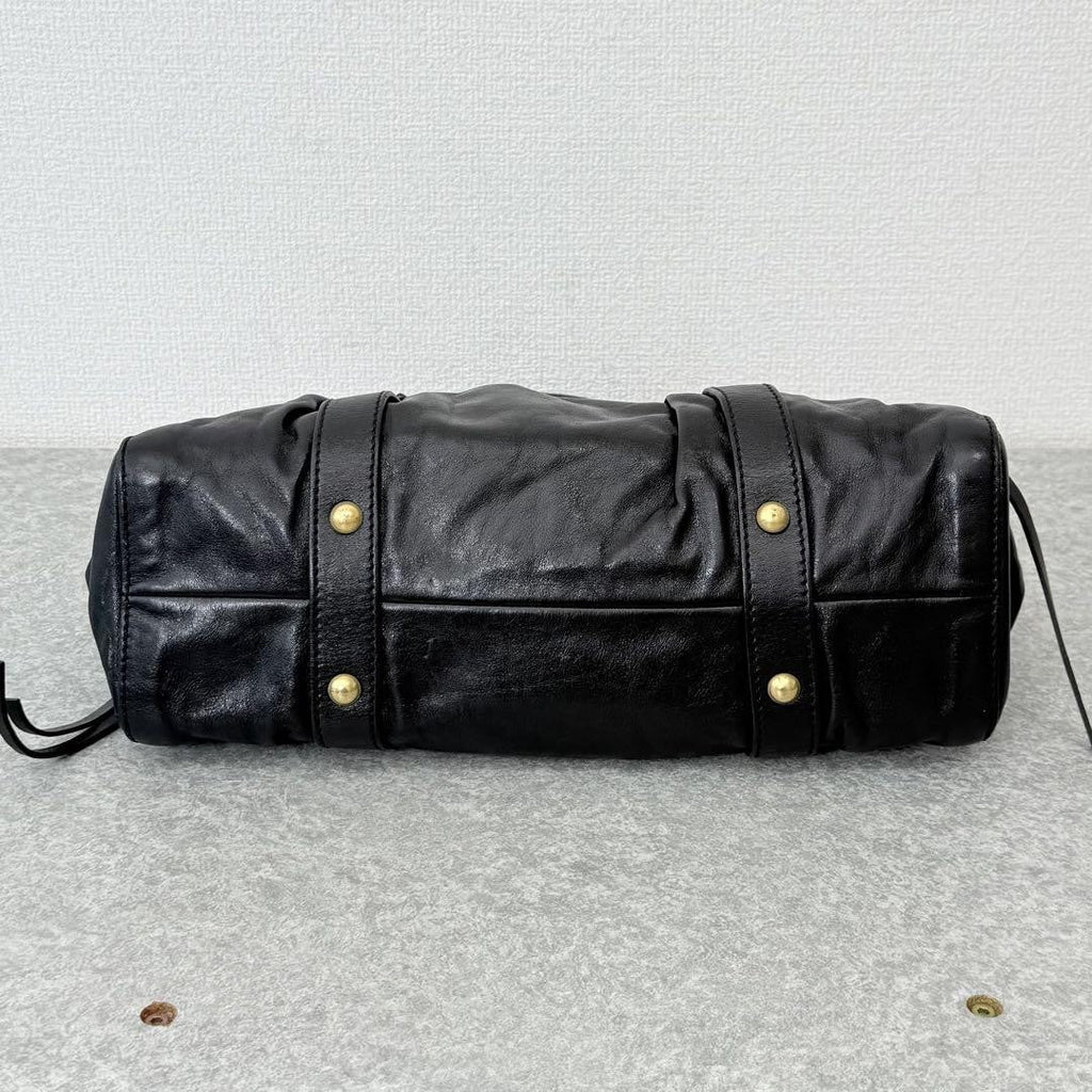 Rare Miu Miu VITELLO LUX 2way Handbag Shoulder bag Leather Black Used