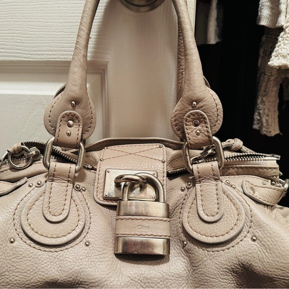 👜 Chloé Paddington 2006 – Stone/Beige Pebbled Leather & Matte Silver Hardware 🪨✨