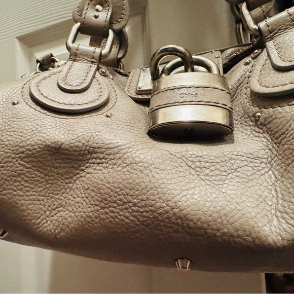 👜 Chloé Paddington 2006 – Stone/Beige Pebbled Leather & Matte Silver Hardware 🪨✨