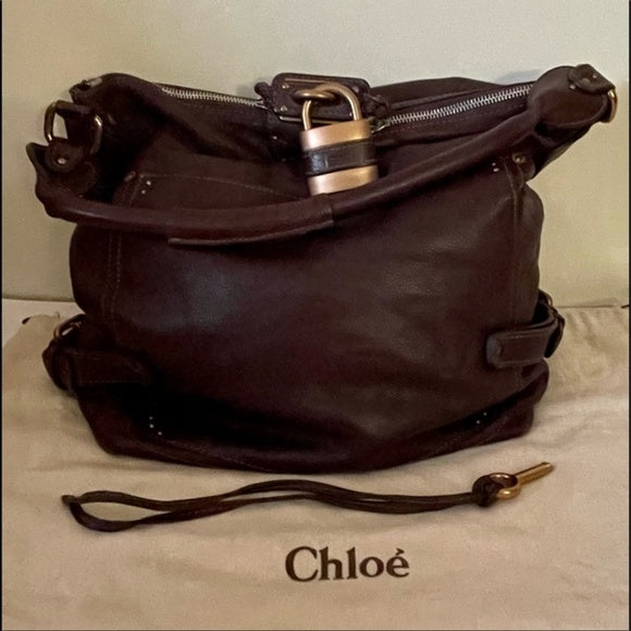 💯 Authentic Chloé Reddish Brown Genuine Leather Paddington Handbag – Like New 👜✨